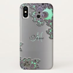 Personalize Silver Metallic Fractal iPhone X Case