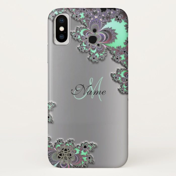 Personalize Silver Metallic Fractal iPhone X Case