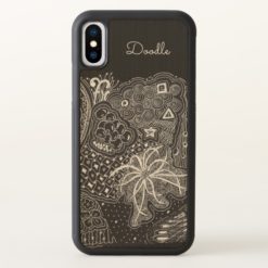 Personalize: White Ink on Black Fun Doodle Art iPhone X Case