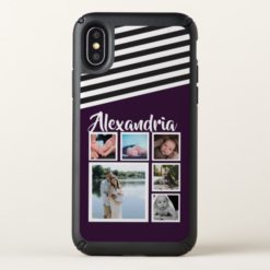 Personalized 6 photo purple plum and striped speck iPhone x Case