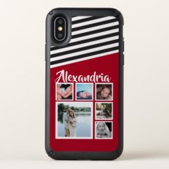 Personalized 6 photo red and striped speck iPhone x Case