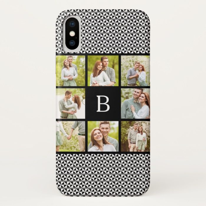 Photo Collage | Black & White Custom Monogram iPhone X Case