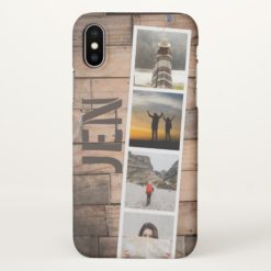 Photo Collage of Travel Memories Natural Barn Wood iPhone X Case