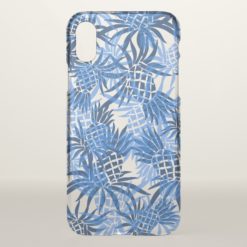 Pineapple Camo Hawaiian Tropical Indigo Blue iPhone X Case