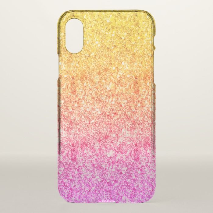 Pink And Yellow Faux Glitter Background iPhone X Case