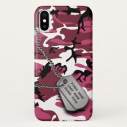 Pink Camo w/ Dog Tags iPhone X Case