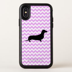 Pink Chevron With Dachshund Silhouette OtterBox Symmetry iPhone X Case