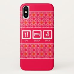 Pink Funny Shopaholic Eat Sleep Shop Award iPhone X Case