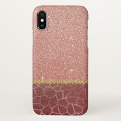 Pink Rose Gold Glitter and Sparkle Animal Print iPhone X Case