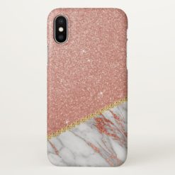 Pink Rose Gold Glitter and Sparkle Marble iPhone X Case