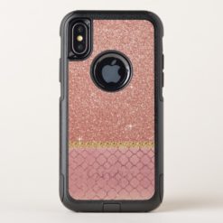 Pink Rose Gold Glitter and Sparkle Pattern OtterBox Commuter iPhone X Case