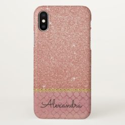 Pink Rose Gold Glitter and Sparkle Pattern iPhone X Case
