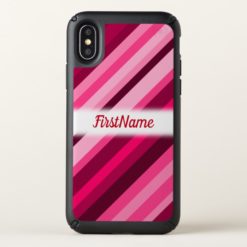 Pink/Magenta Stripes Pattern + Custom Name Speck iPhone X Case