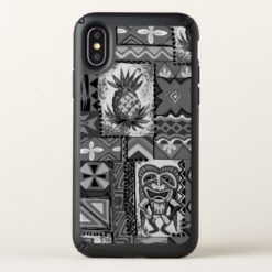 Pomaika?i Tiki Hawaiian Vintage Tapa Gray Speck iPhone X Case