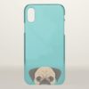 Pug Dog Potrait illustration iPhone X Case