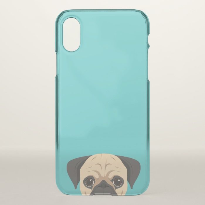 Pug Dog Potrait illustration iPhone X Case