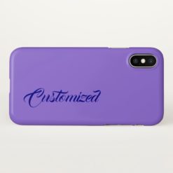 Purple Background w/ Dark Blue Script-Like Name iPhone X Case