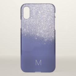 Purple Lavada Blue Cobalt Glitter Monogram iPhone X Case