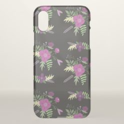 Purple and Black Flower Design iPhone X Case