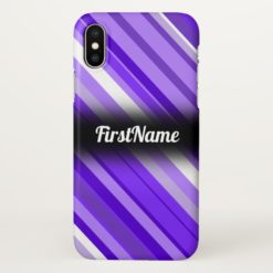Purple and White Striped Pattern w/ Custom Name iPhone X Case
