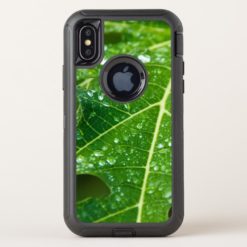 Rain Drops on Tropical Green Papaya Leaf OtterBox Defender iPhone X Case