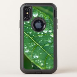 Rain Drops on Tropical Papaya Leaf OtterBox Defender iPhone X Case