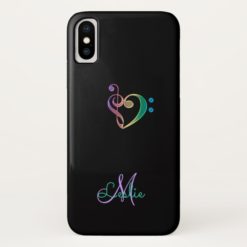 Rainbow Music Clef Heart iPhone X Case