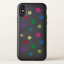 Rainbow Painted Paw Prints (dark) Speck iPhone X Case