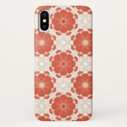 Red And Gold Floral Lace Pattern iPhone X Case