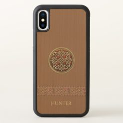 Red Gold Celtic Knot Natural Wood iPhone X Case