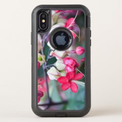 Red Pink and White Tropical Fiji Flowers OtterBox Defender iPhone X Case