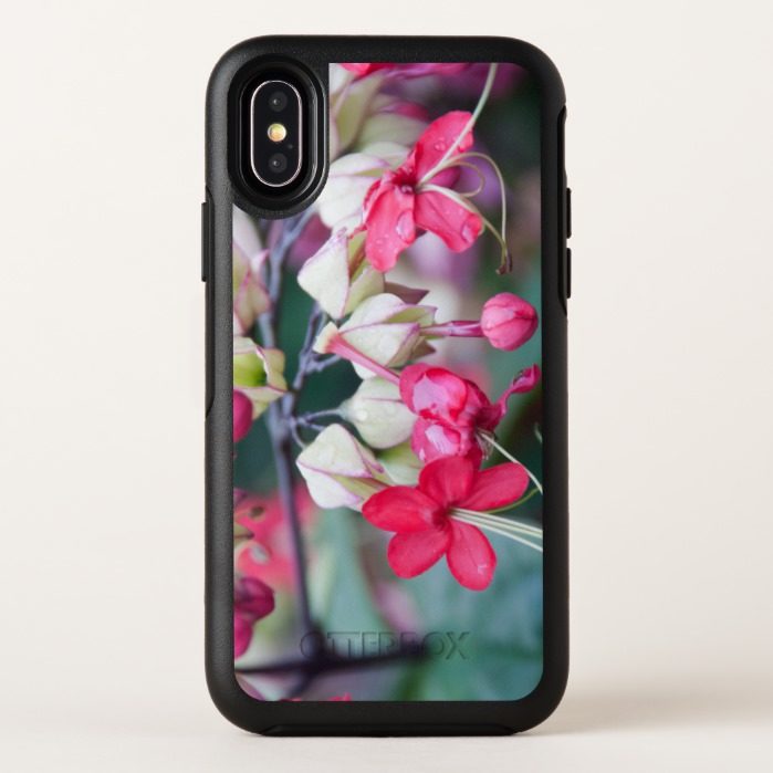 Red Pink and White Tropical Fiji Flowers OtterBox Symmetry iPhone X Case