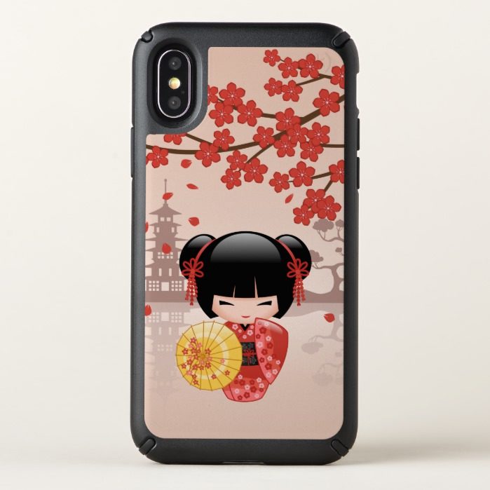 Red Sakura Kokeshi Doll - Japanese Geisha Speck iPhone X Case