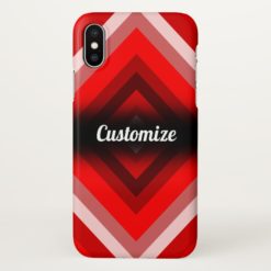 Red Shaded Squares Pattern w/ Custom Name iPhone X Case