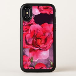 Red Watercolor Roses on Smoky Purple OtterBox Symmetry iPhone X Case