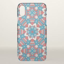 Red and Blue Floral Mandala iPhone X Case