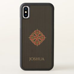 Red and Gold Celtic Cross Wood iPhone X Case