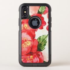 Red and Pink Soft Watercolor Roses OtterBox Commuter iPhone X Case