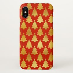 Red gold Christmas tree pattern iPhone X Case
