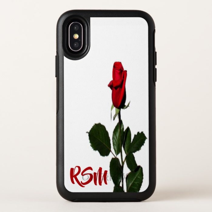 Red rose monogrammed OtterBox symmetry iPhone x Case