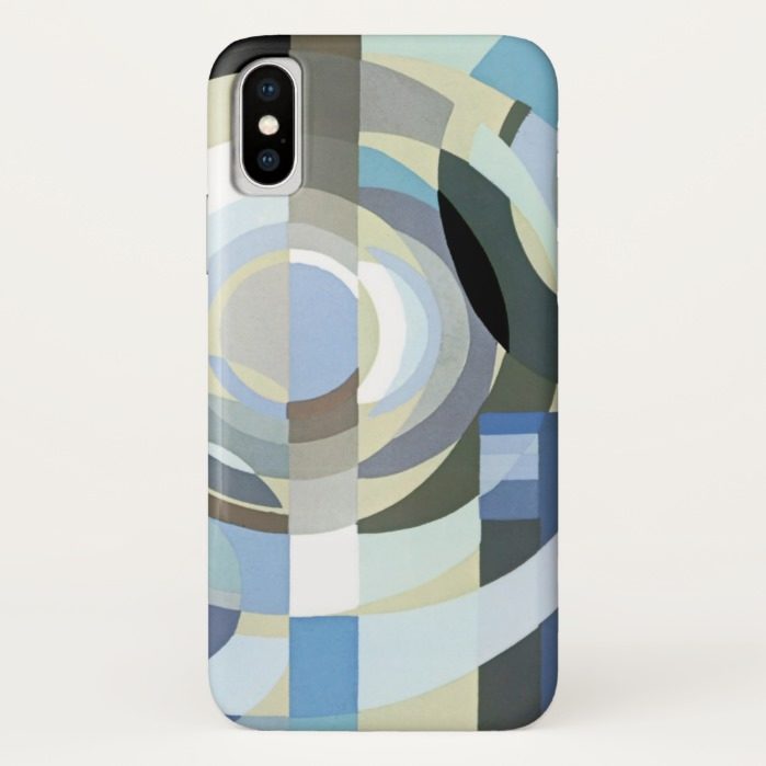 Retro Art Deco Jazz Vintage Blue Circles Pattern iPhone X Case