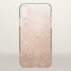 Rose Gold Butterflies Pattern Clear iPhone X Case