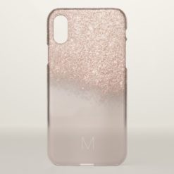 Rose Gold Glitter Skinny  Italian Monogram Lux iPhone X Case