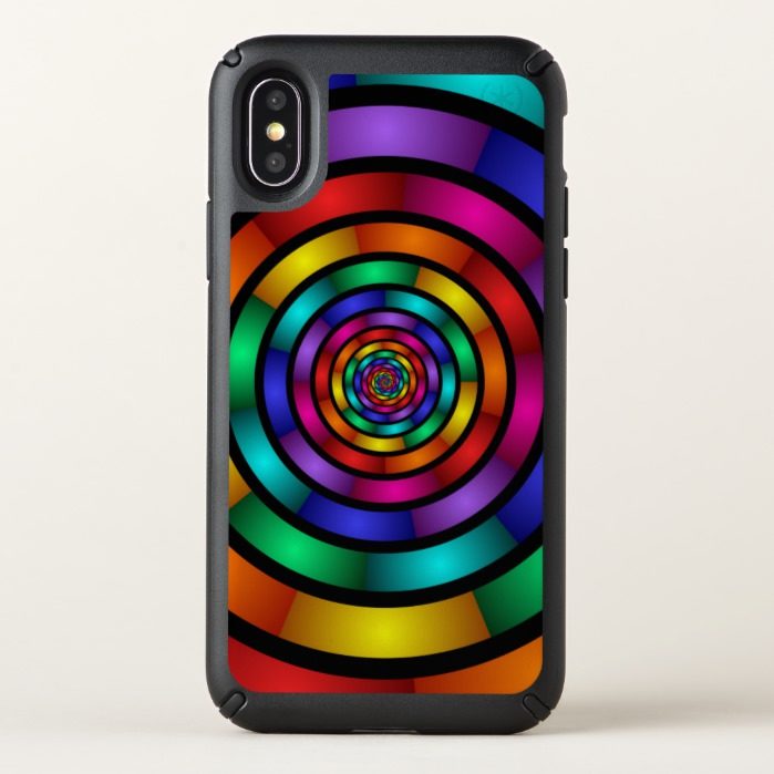 Round and Psychedelic Colorful Modern Fractal Art Speck iPhone X Case