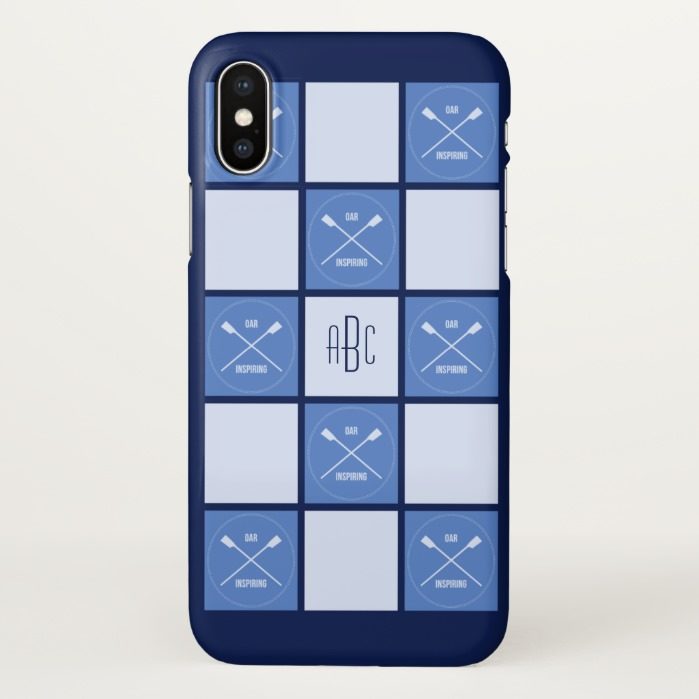 Rowers monogram oarsome blue squares iPhone x Case