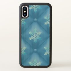 Royal Blue Christmas Snowflake Pattern iPhone X Case