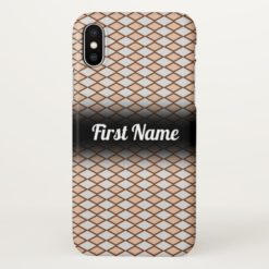 Rustic Beige and Gray Diamond Shape Pattern Name iPhone X Case