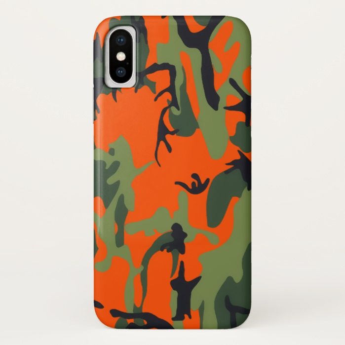Safety Orange and Green Camo iPhone X Case