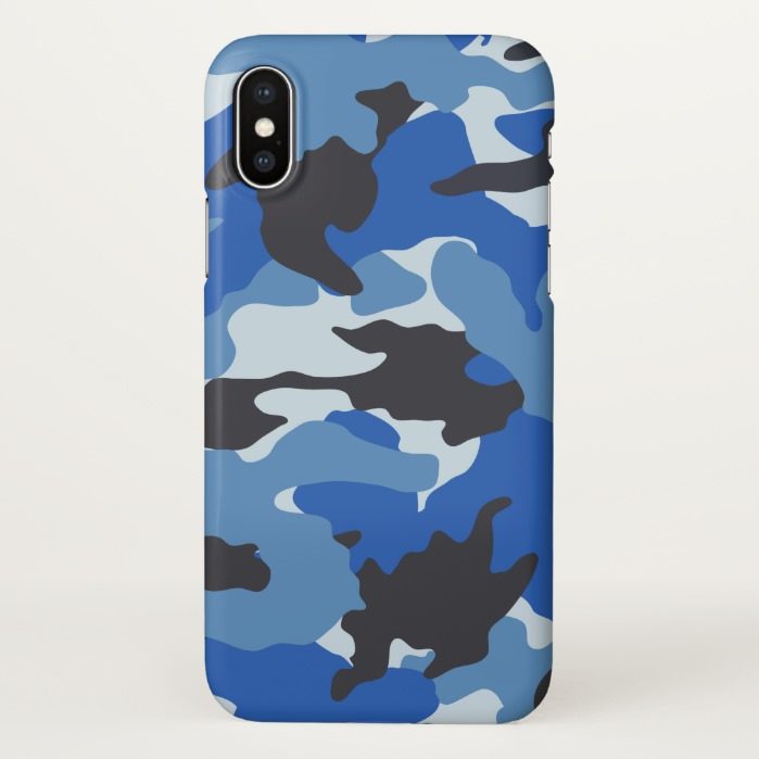 Sea Blue Camo Cool Camouflage Pattern Zazzle iPhone X Case