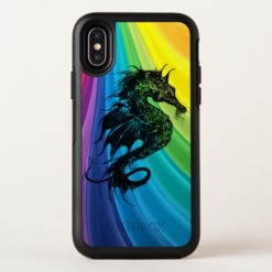 Sea Horse Silhouette on Swirling Rainbow OtterBox Symmetry iPhone X Case